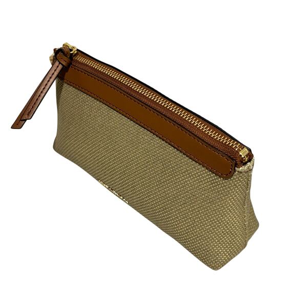 Michael Kors Talia wristlet purse wallet pale gold zipper pouch NEW canvas - Picture 3 of 10